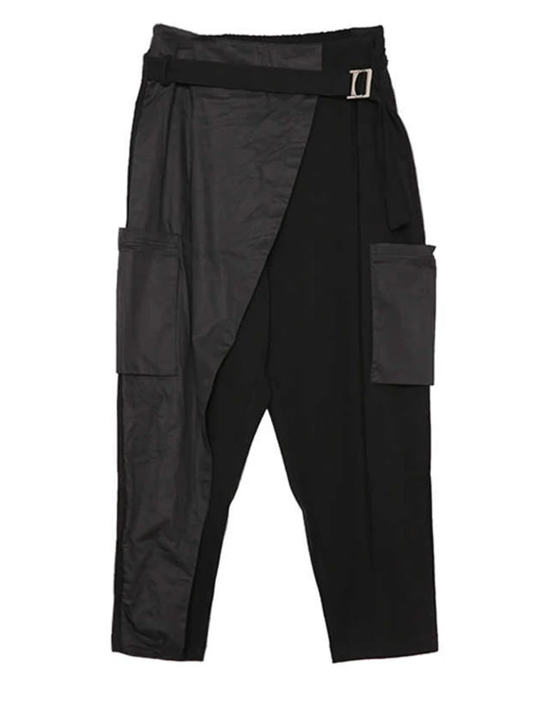 High Elastic Waist Pocket Leisure Long Black  Harem Trousers New Loose Fit Pants Women Fashion Spring Autumn 2025 1Y48701