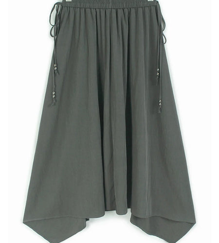 High Elastic Waist Gray Drawstring Irregular Hem A-line Half-body Skirt Women Fashion Tide New Spring Autumn 2025 1DJ0662