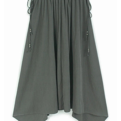 Load image into Gallery viewer, High Elastic Waist Gray Drawstring Irregular Hem A-line Half-body Skirt Women Fashion Tide New Spring Autumn 2025 1DJ0662
