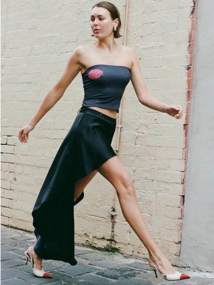 Fashion Satin High Elastic Slim Irregular Half Length Skirt Women Autumn Winter New Female Skirt Elegant Street Clothing