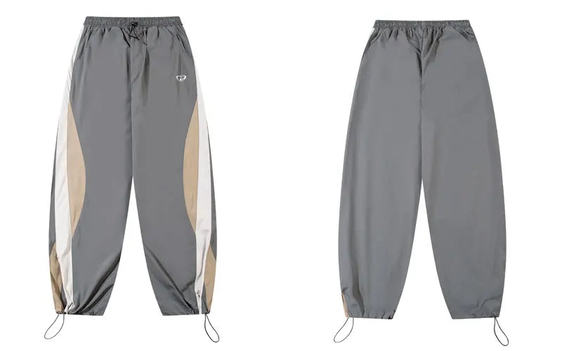 Vintage Sports Pants Y2K Patchwork Joggers Baggy Pants Streetwear 2024 Harajuku Hip Hop Loose Straight Thin Trousers Black Gray