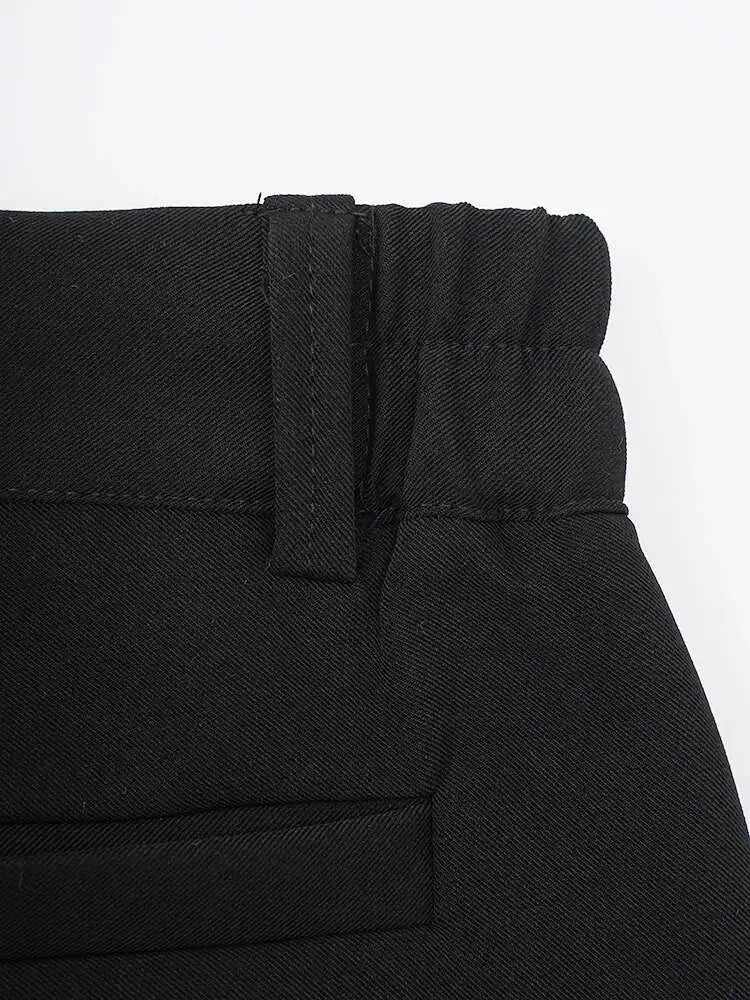High Elastic Waist Black Ruffles Spliced Long Wide Leg Pants New Trousers Women Fashion Tide Spring Autumn 2025  CPG2133