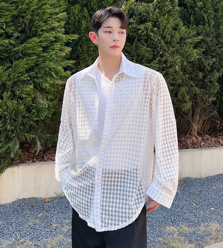 Plaid Men's Shirts Summer New Trendy Single Breasted Style Loose Sunscreen Long Sleeve Male Shirt Korean Men Top 9A3240