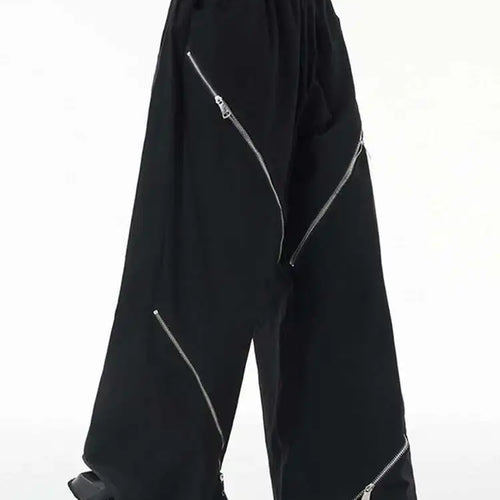 Load image into Gallery viewer, High Elastic Waist Gray Zipper Irregular Wide Leg Pants New Loose Fit Trousers Women Fashion Spring Autumn 2025 1DH3451
