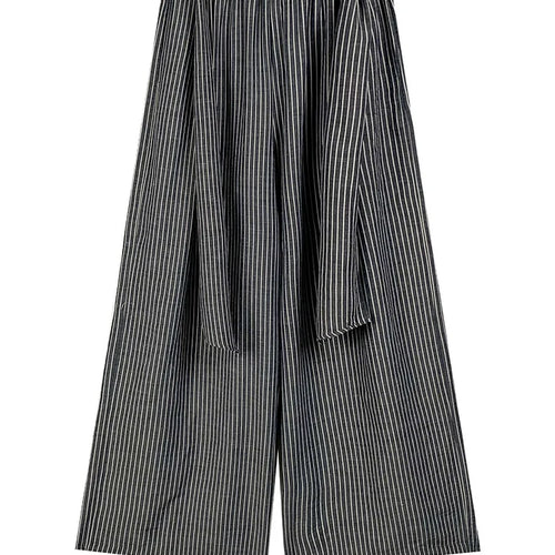 Load image into Gallery viewer, High Elastic Waist Gray Striped Bandage Casual Wide Leg Pants New Trousers Women Fashion Tide Spring Autumn 2025 1DJ1492
