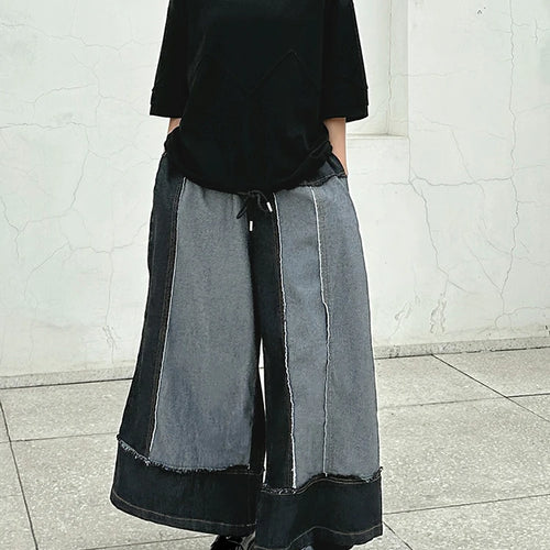 Load image into Gallery viewer, Women Black Hem Drawstring Spliced Big Size T-shirt New Round Neck Short Sleeve Fashion Tide Spring Summer 2025 1DJ1221
