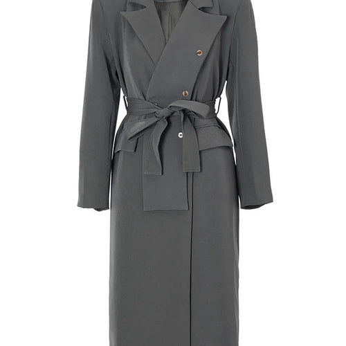 Load image into Gallery viewer, Women Gray Irregular Big Size Long Elegant Blazer New Lapel Long Sleeve Jacket Fashion Tide Spring Autumn 2025 17A2732
