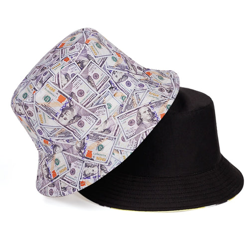 Load image into Gallery viewer, Dollar Print Fishing Cap Bob Chapeau Femme Reversible Bucket Hat Men Fishing Bucket Hats For Wome
