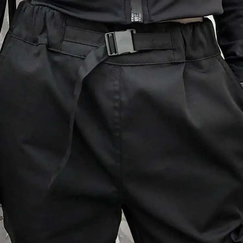 Load image into Gallery viewer, High Elastic Waist Black Belted Zipper Pockets Pants New Loose Fit Trousers Women Fashion Tide Spring Autumn 2025 1DF4632
