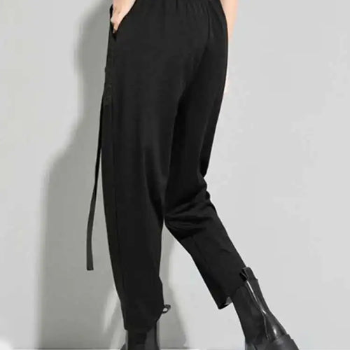 Load image into Gallery viewer, High Elastic Waist Black Pocket Split Long Harem Trousers New Loose Fit Pants Women Fashion Spring Autumn 2025 1DD5773
