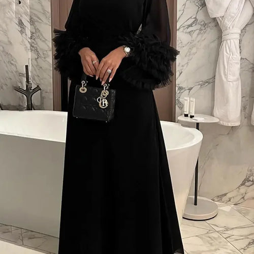 Load image into Gallery viewer, Elegant Solid Color Pleated Waist Party Evening Maxi Dresses 2025 New Spring Summer Fashion Flared Sleeve A-Line Dress
