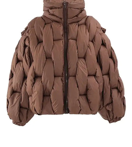 Brown Thick Big Size Keep Warm Cotton-padded Coat Long Sleeve Women Parkas Fashion Tide New Autumn Winter 2025 CP3464