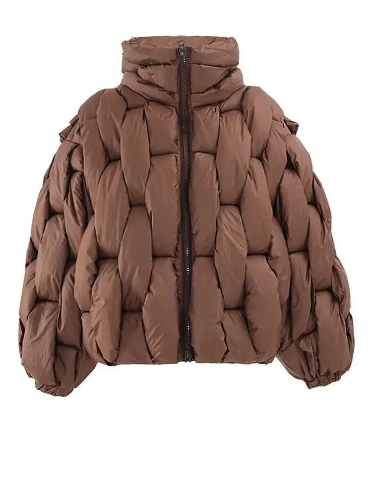 Brown Thick Big Size Keep Warm Cotton-padded Coat Long Sleeve Women Parkas Fashion Tide New Autumn Winter 2025 CP3464