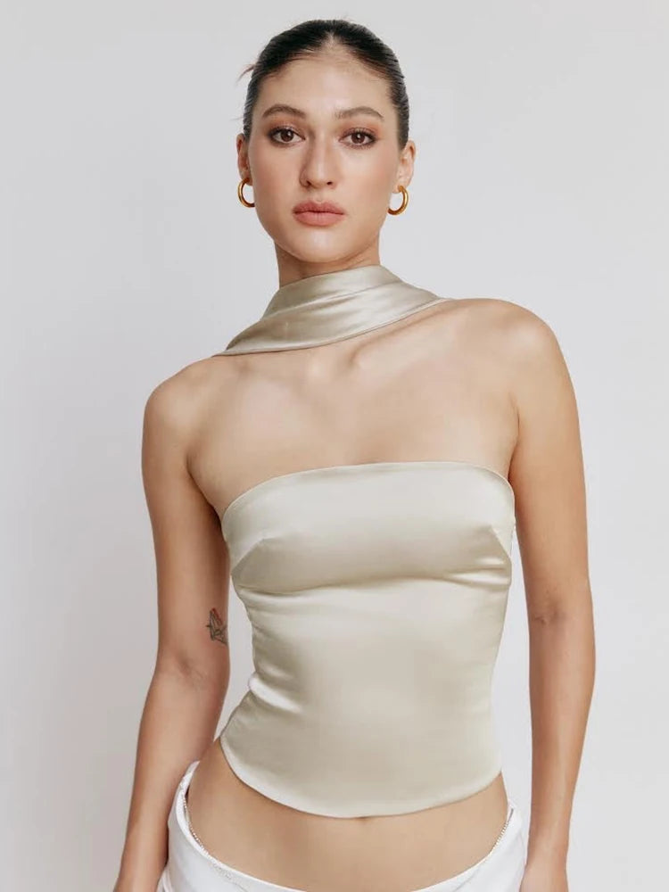 Sexy Bra Hanging Neck For Women Top Sleeveless Slim Fit Wrap Chest Tight Tank Top Female Fashion Versatile Skinny Top