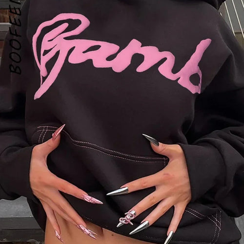 Load image into Gallery viewer, Y2k Hoodie Letter Print Graphic Sweatshirts Streetwear Pullovers Trending Womens Clothing 2023 Fall Winter C70-CG34
