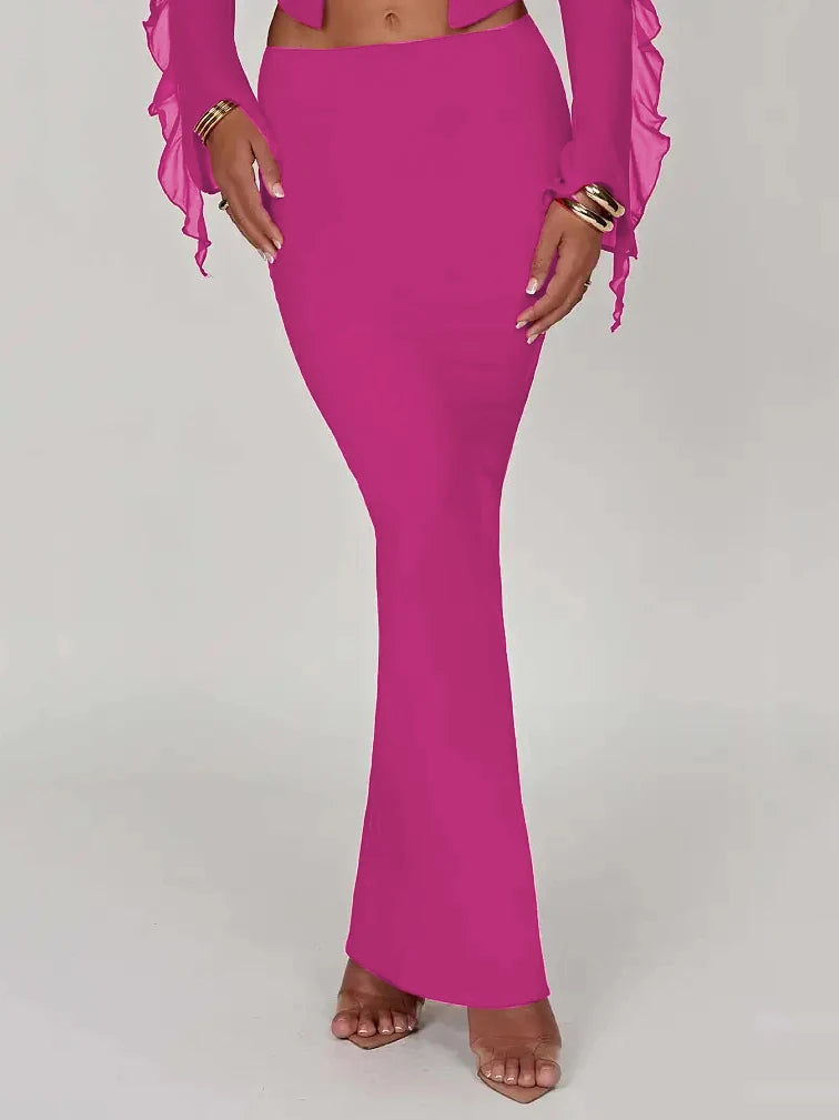 Thickened Fabric Sexy Maxi Skirt Women 2023 Autumn Winter New Solid High Waist Skinny Club Party Long Skirt Elegant