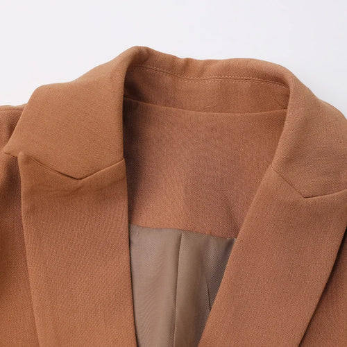 Load image into Gallery viewer, Women Brown Irregular Spliced Long Elegant Blazer New Lapel Long Sleeve Jacket Fashion Tide Spring Autumn 2025 26D9036
