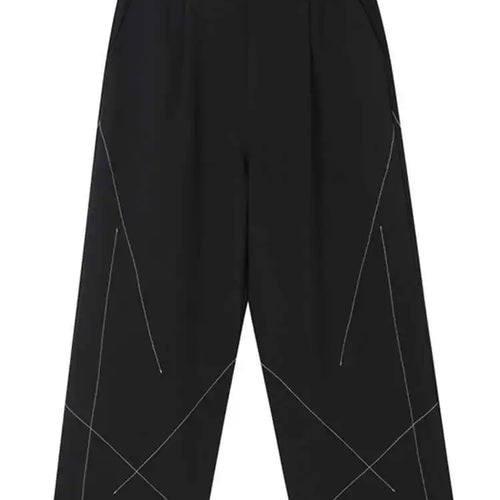 Load image into Gallery viewer, High Waist Black Topstitched Long Casual Pants New Loose Fit Trousers Women Fashion Tide Spring Autumn 2025 1DH0081
