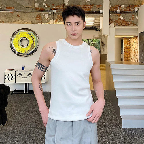 Load image into Gallery viewer, Summer Tight Fitting Vest Male Round Neck Sleeveless Tank Top Men&#39;s Clothing Fashion Solid Color Casual 9C5329
