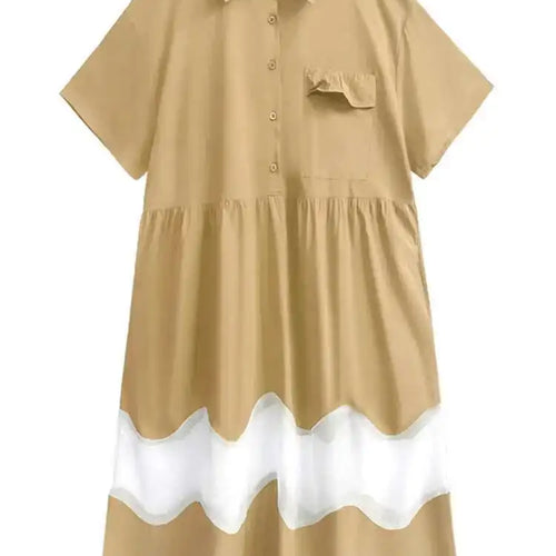 Load image into Gallery viewer, Women Blue Perspective Big Size Shirt Dress New Lapel Short Sleeve Loose Fit Fashion Tide Spring Summer 2025 1DF8791
