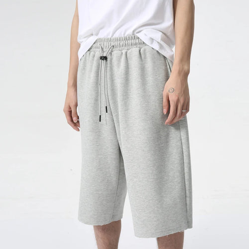 Load image into Gallery viewer, Simple Solid Color Men&#39;s Shorts Knee Length Wide Leg Drawstring Lace Male Fashion Trousers New Stylish Summer 9C6093
