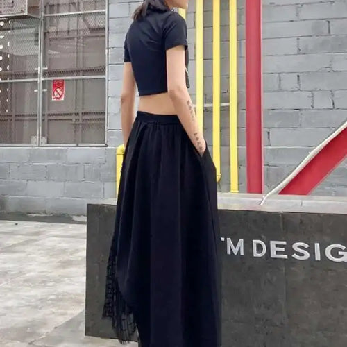 Load image into Gallery viewer, High Elastic Waist Black Irregular Mesh Casual Midi Half-body Skirt Women Fashion Tide New Spring Autumn 2025 1DH4596
