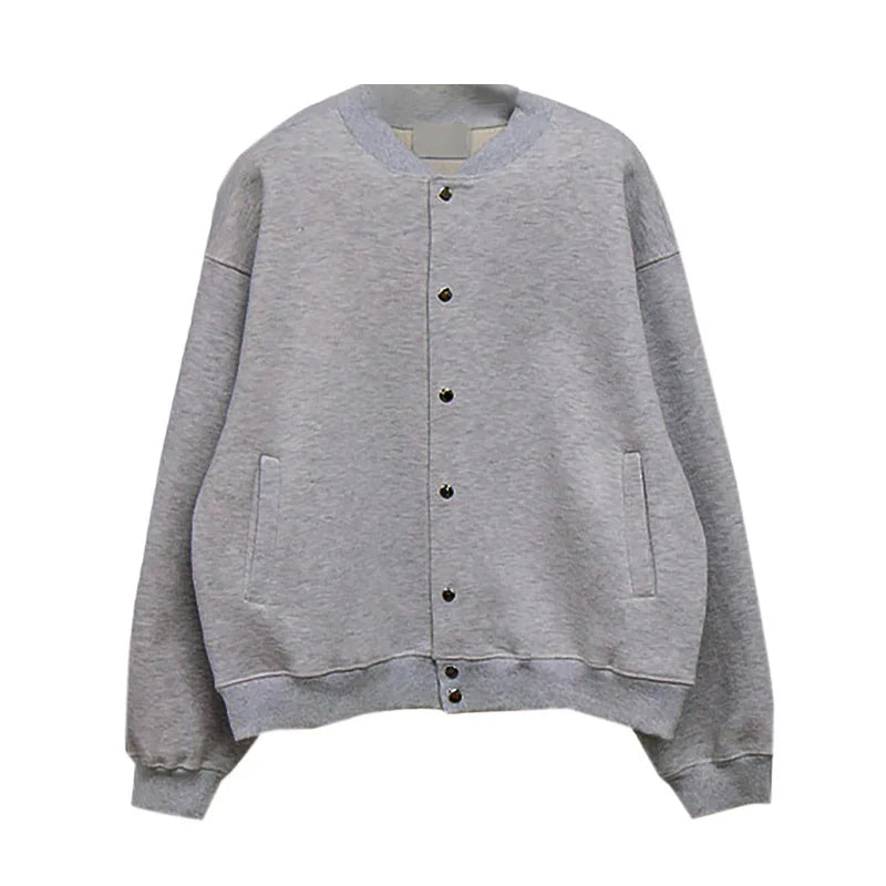 American Style Men's Jackets Round Collar Solid Color Casual Menswar Single Breasted Loose New Trendy Male Coats 9W1232