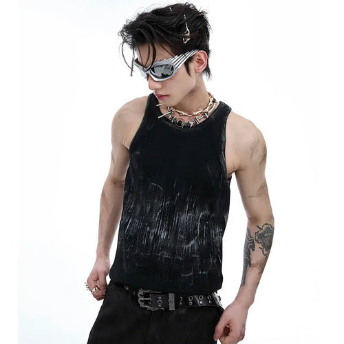 Load image into Gallery viewer, Summer Distressed Slim Fit Vest Niche Sleeveless Tie Dyeing New Fashion Male Tank Tops Contrast Color Casual 24E1293
