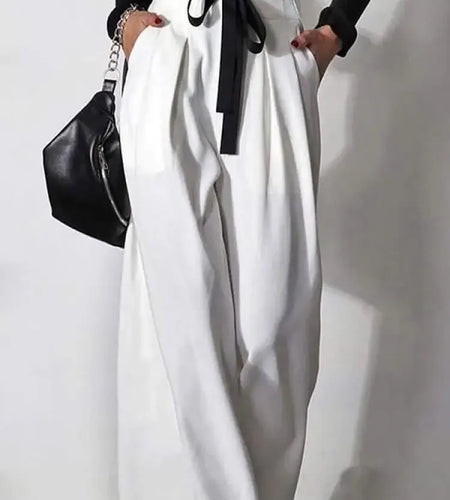 Y2K clothes Pants for Womens Pants autumn summer 2025 High Waisted Drawstring Pleated Women White Wide Leg Trousers