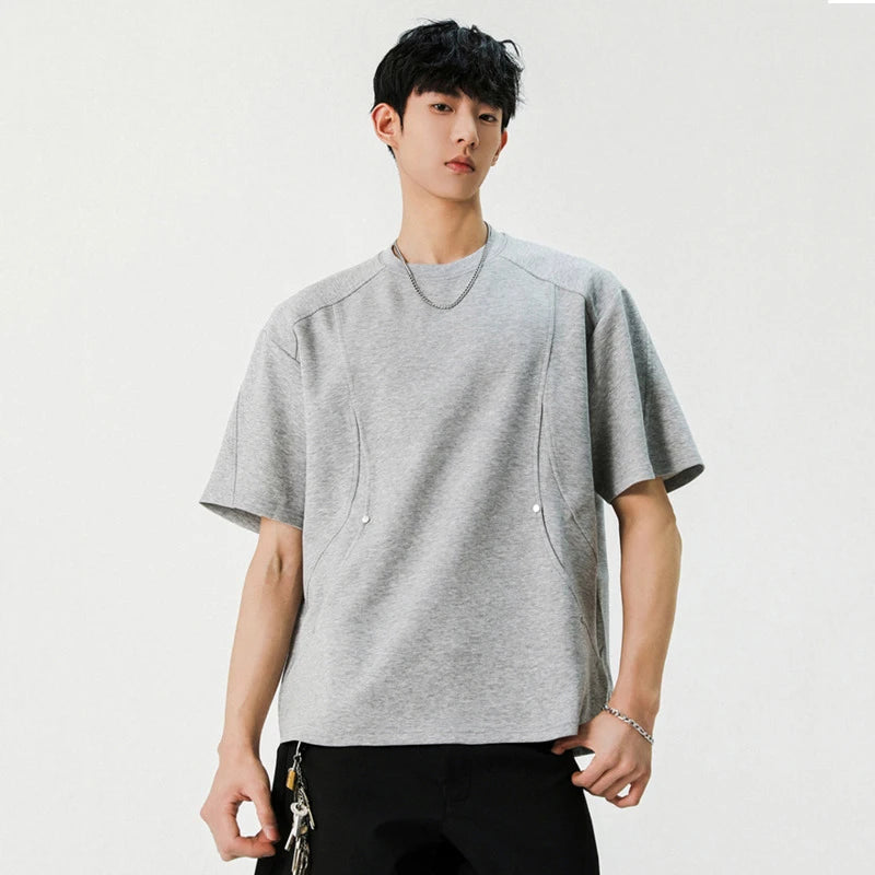Simple Male T-shirts New Summer O-neck Solid Color Short Sleeved Men's T-shirts Pullover Korean Stylish Tops 2025 9W1247