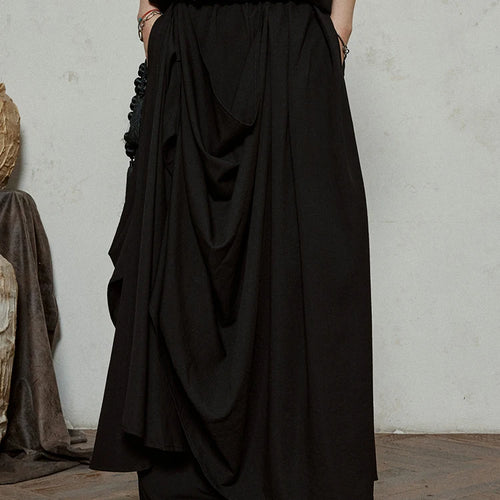 Load image into Gallery viewer, High Waist Khaki Gray Irregular Pleated Spliced Long Wide Leg Pants New Trousers Women Fashion Spring Autumn 2025 1DJ1181
