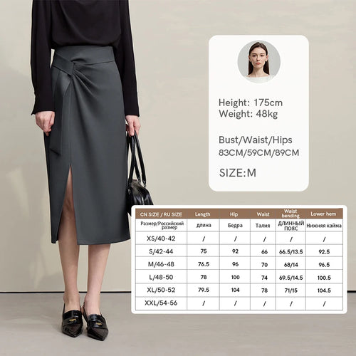 Load image into Gallery viewer, Women's Skirt 2026 Spring New H-Line Elegant Anti-wrinkle Split Skirt Solid Mid-length Versatile Woman Clothes 12621005
