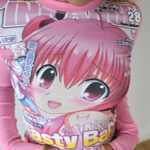 Load image into Gallery viewer, Harajuku Rose Red Grunge Crop Top Japanese Cartoon Printing Goth Women T Shirt  Y2k Aesthetic Casual Bottoming Streetwear Tees
