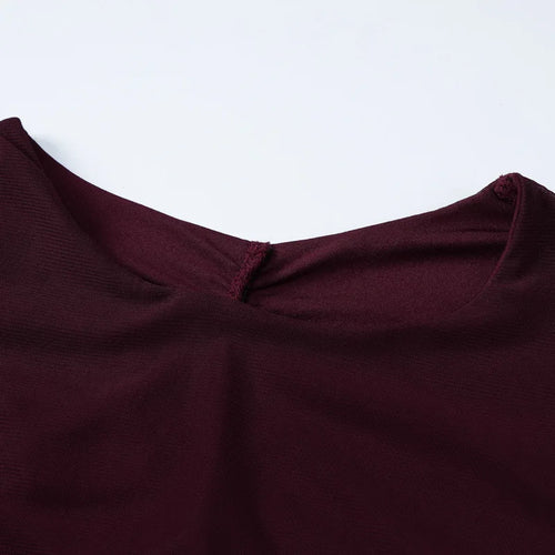 Load image into Gallery viewer, Elegant Hollow Out Sexy Mini Dress For Women Wine Red O Neck Sheer Long Sleeve Bodycon Club Party Sexy Dress Vestidos
