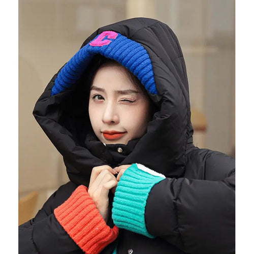 Load image into Gallery viewer, Oversize Outwear Female Winter Patchwork Zipper Down Cotton Coat 2023 New Women Loose Jacket Warm Thicken Hooded Parkas Fashion
