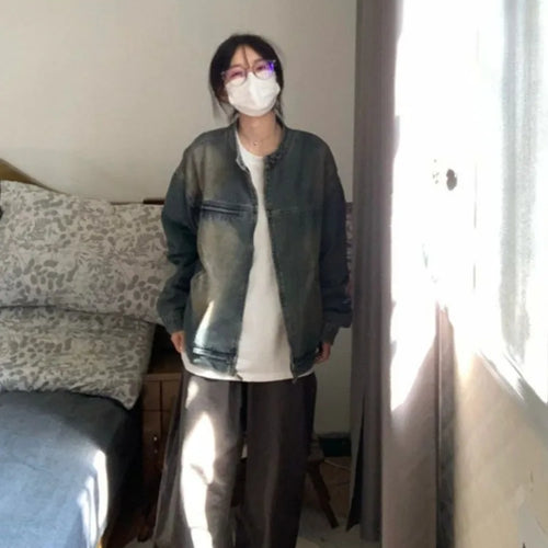 Load image into Gallery viewer, Streetwear Loose Casual Vintage Jeans Coats Cowboy Women Zipper Denim Jackets 2025 Y2k Aesthetic Grunge Fairy Harajuku Tops
