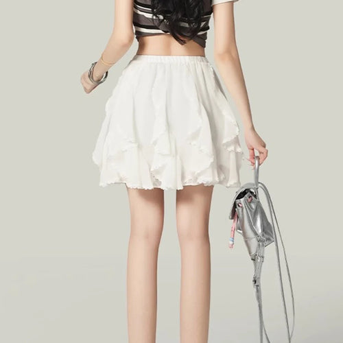 Load image into Gallery viewer, Solid Spliced Ruffles Loose Mini Skirt For Women High Waist Temperament Elegant Skirts Female Fashion Style Clothes
