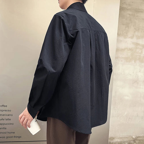 Load image into Gallery viewer, Spring Men&#39;s Shirts Long Sleeve Solid Color Casual  Large Lapel Shoulder Pad Single Breasted Male Clothing 9W1869
