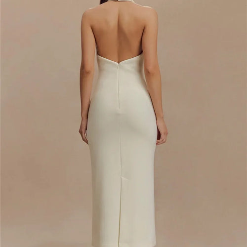 Load image into Gallery viewer, Halter Deep V Neck Sleeveless Sexy Maxi Dress For Women Elegant Backless Bodycon Tank Dress Femme Fashion Long Dress

