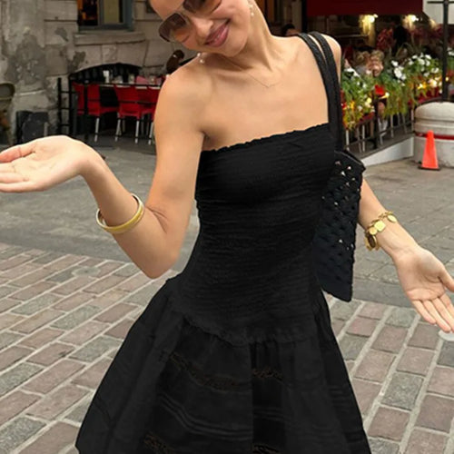 Load image into Gallery viewer, Off-shoulder Strapless A-line Sexy Mini Dress For Women Fashion Lace Sleeveless Backless High Waist Club Party Dress
