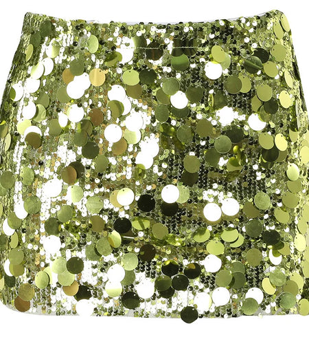 Summer New Sequins Sparkling Women Skirt Green High Waist Nightclub Mini Skirts Female Skinny Hot Girl Fashion Partywear