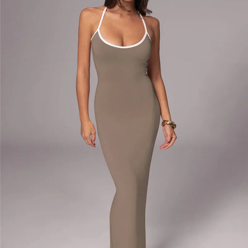 Load image into Gallery viewer, Spaghetti Strap Lace-up Sexy Maxi Dress For Women Gown Fashion Sleeveless Backless Bodycon Evening Sexy Long Dress
