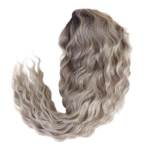 Load image into Gallery viewer, Synthetic Hair Long Curly Wigs for Women Ombre Grey Wig Dark Roots Gradient Color Gray Hair Long Wigs Costume Party Natural Wig
