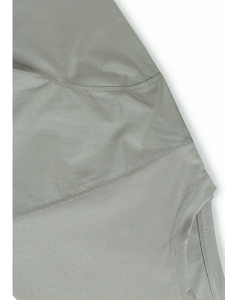 Women Gray Irregular Pocket Spliced Big Size T-shirt New Round Neck Short Sleeve Fashion Tide Spring Summer 2025  1DJ0923