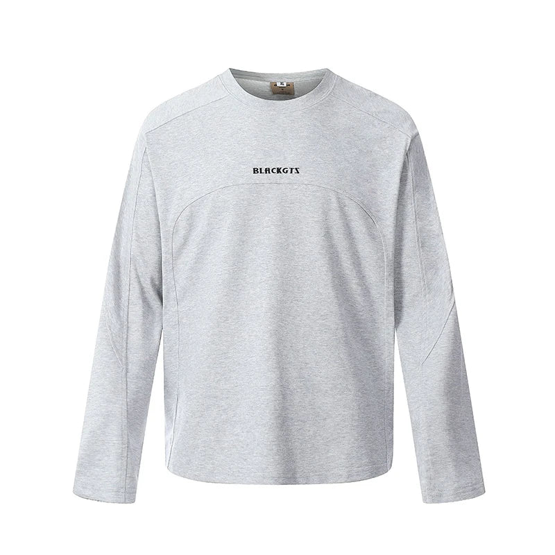 Men's T-shirts New Summer Embroidered Letter Splicing Casual Stylish Long Sleeve T-shirt Round Collar Trendy Top 9W1763