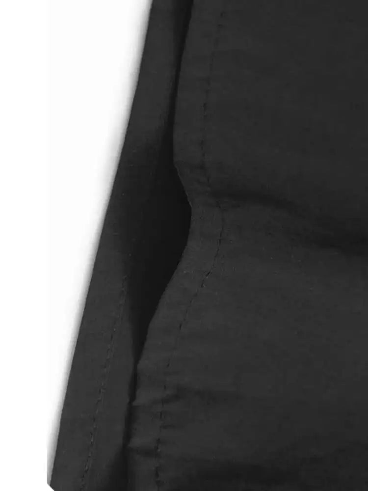 Women Black False Two Ruffles Hem Big Size Midi Dress New Round Neck Long Sleeve Fashion Tide Spring Autumn 2025 1DH9654