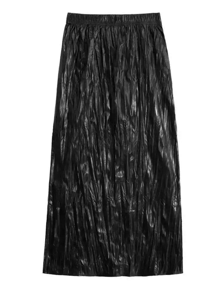 Wine Red Leather Shirt Half-body Skirt Two Pieces Suit New Lapel Long Sleeve Women Fashion Tide Spring Autumn 2025 1DH6880