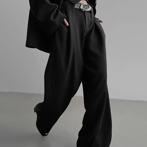 Load image into Gallery viewer, High Waist Khaki Pleated Hollow Out Elegant Long Wide Leg Pants New Trousers Women Fashion Tide Spring Autumn 2025 1DJ0810
