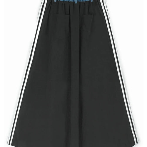 Load image into Gallery viewer, High Elastic Waist Blue Denim Color-block Rivet Long A-line Half-body Skirt Women Fashion New Spring Autumn 2025 1DH8211
