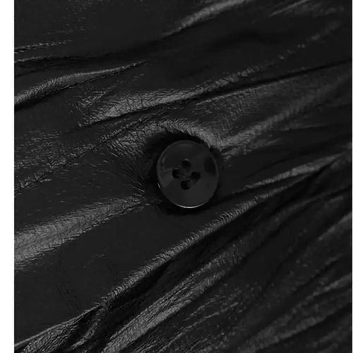 Load image into Gallery viewer, Women Black Pu Leather Pleated Big Size Mini Shirt Dress New Lapel Long Sleeve Fashion Tide Spring Autumn 2025 1DH7337
